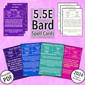 D & D Barde Spell Cards 5.5e 2024 Players Handbuch Barde Spells Printable PDF