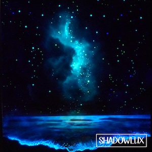 Glow in the Dark Painting | Neon Dusk – Sunset Beach Glow Art | One of a Kind Glowing Bedroom Night Light