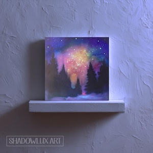 Glow in the Dark Painting | Glowing Pink Sky at Night with Starry Sky