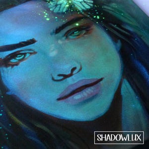Glow in the Dark Fantasy Art | Forest Dryad Girl | Original Fantasy Wall Art | &quot;Lantern Wing&quot;