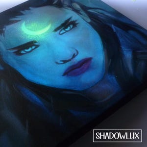 Glow in the Dark Fantasy Art | Elf Warrior Girl | Original Art | &quot;LUNE BLADE&quot;