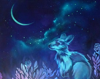 Glow in the Dark Kangaroo Painting: Australian Wildlife Art