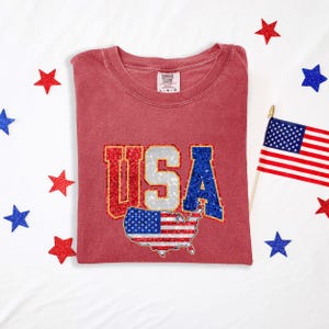 USA Karte Retro T-Shirt, Vintage USA Brief Shirt, 4. Juli Vaterländische Komfort Farben T-Shirt, Amerikanische Karte Grafik Shirt Geschenk für Sie