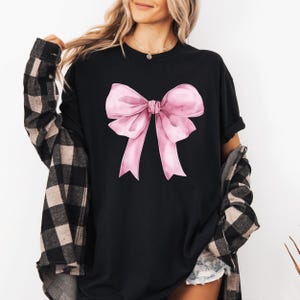 Comfort Colors Shirt, Pink Coquette Bow Shirt, Coquette Shirt, Pink Bow Shirt, Coquette Aesthetic, Coquette Ribbon, Women&#39;s T-Shirt