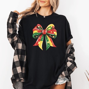 T-shirts avec nœud Juneteenth Comfort Colors®, chemise coquette African Pride, T-shirt carte mélanine, haut magique noir pour fille, chemise afro-héritage