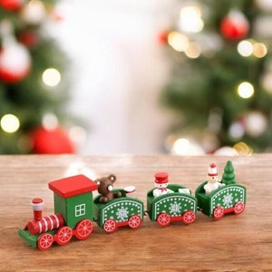 Christmas Wooden Train Set: Holiday Tree Decoration
