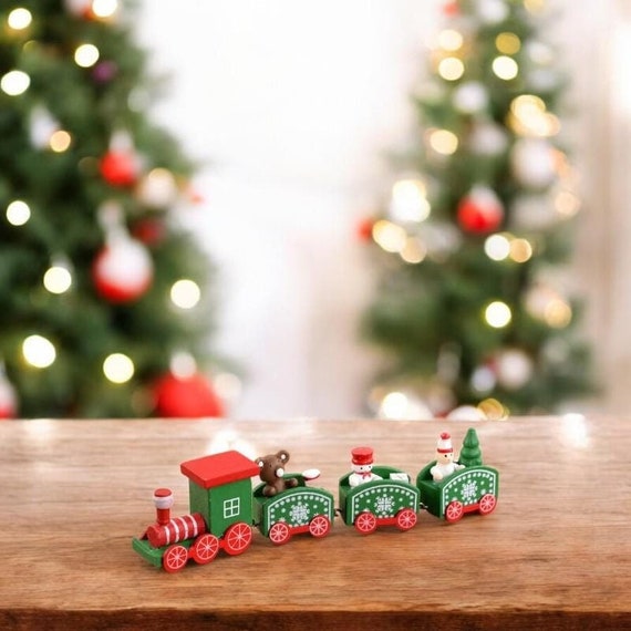 Christmas Wooden Train Set: Holiday Tree Decoration - Main Image