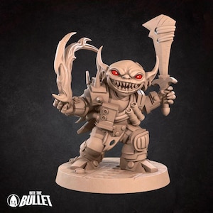 Space Goblin Witchwarper | 28 32mm Starfinder D&D warrior fighter alien scifi armor sword universe guard battlemage spellcaster wizard magic