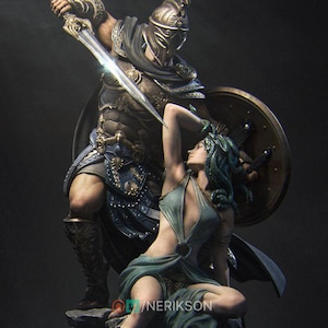 Medusa & Perseus Diorama 140mm | Olympus Roman war Athena Poseidon greek gods mythology sword gorgo snakes hair female petrified stone Hades