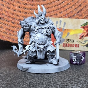 Yurgir - Orthon Devil Mercenary | 28 32mm BBEG D&D large monster boss fire sword bow enemy fighter infernal avernus 9 hell demon commander