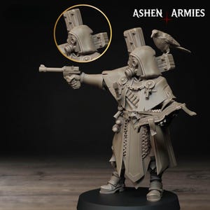 Masked Trench Cleric + Crow | Sanctified Legion Ashen Armies Trench Crusade Wargaming gun weapon pistol soldier fighter companion animal pet