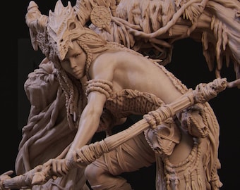 Wild Ranger | 75mm 140mm D&D sculpture jungle forest hunter archer