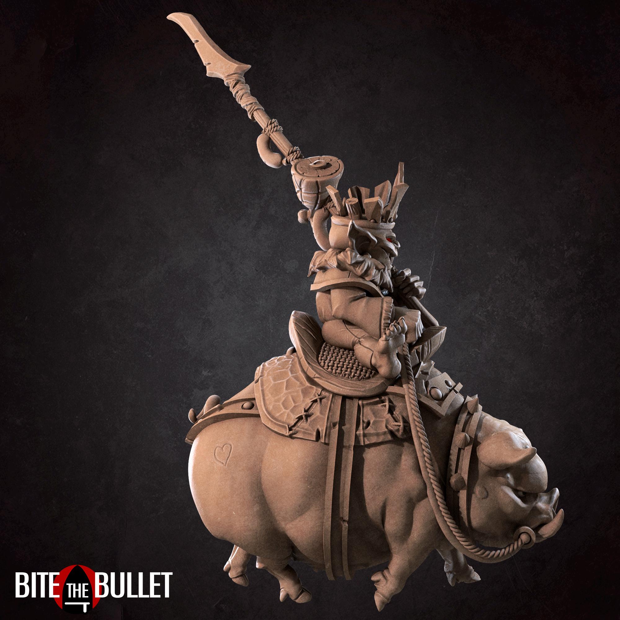 Goblin King Riding Royal Hog | 28 32mm D&D Clan Npc Boss Hero Travel ...