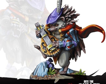 Hedgehog Animalfolk Bard | 28 32mm D&D Pathfinder instrument forestfolk beastfolk nature forest music grove animal bloomburrow musician lute