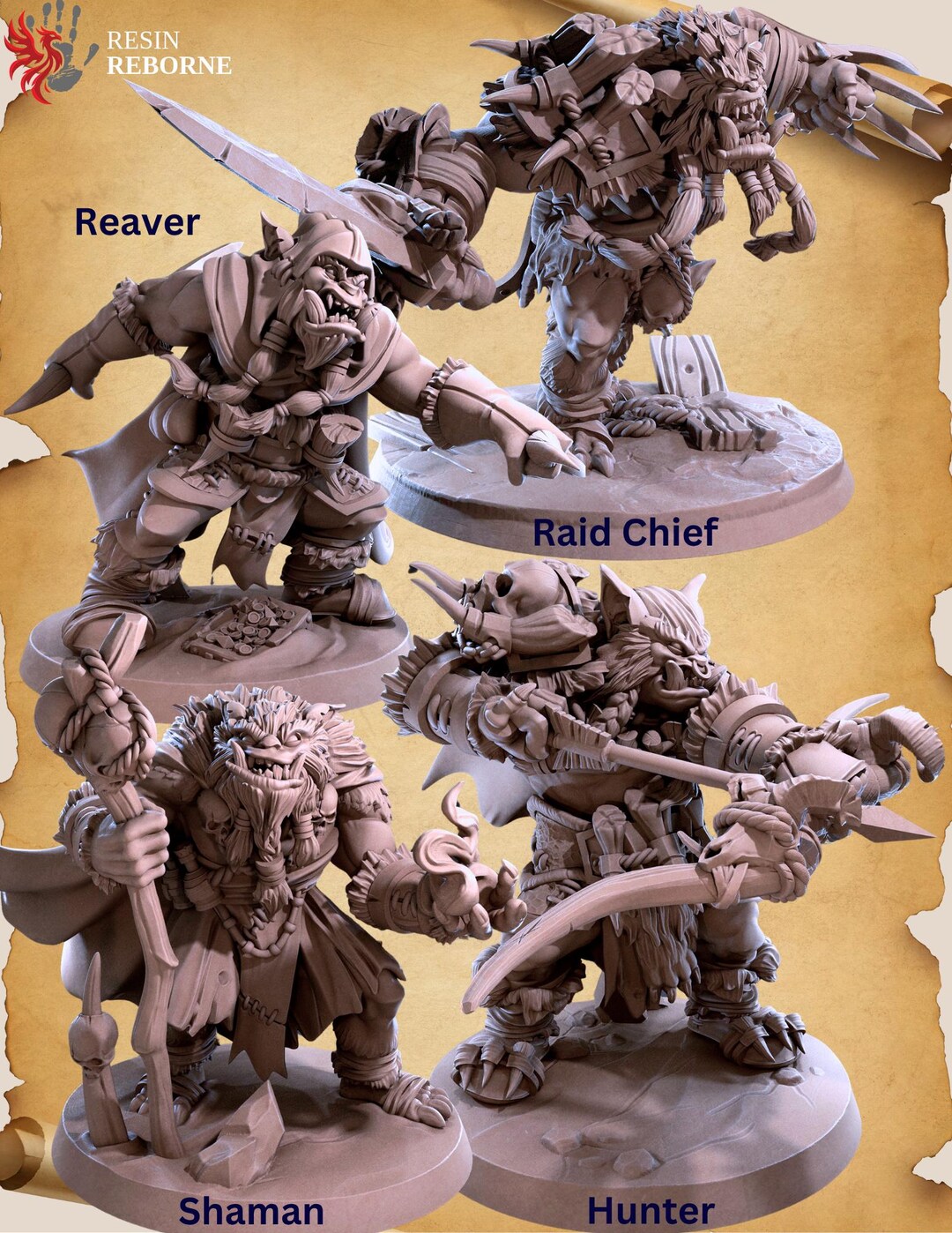 Bugbear War Band | 28 32mm D&D Leader Chief Monster Enemy Group Shaman ...