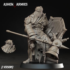 Holy Warrior | 28 32mm Bleeding Procession Ashen Armies wargame hammer mace maul cleric paladin armor shield Communicant