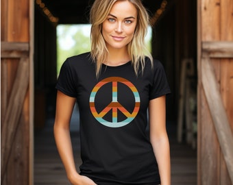 Retro Peace Sign Unisex Short Sleeve Tee - Anti-War Shirt, Peace Symbol T-Shirt, Hippie Clothing, Peace Over War Tee