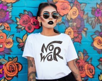 No War Handwriting Unisex Short Sleeve Tee - Anti-War Shirt, Peace Advocate T-Shirt, Stop War Clothing, Anti-War Protest Shirt