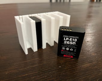 Canon LP-E10 Battery Holder for 2, 3, 4, 5, or 6 batteries. Fits Rebel T100, t3, t6, t5, t7 3d printed