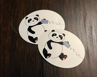 Pegatina de teléfono con forma de panda, pegatina de teléfono con forma de lata, pegatina de larga distancia