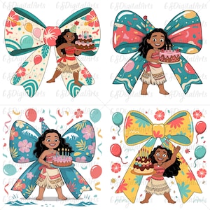 Gekreun PNG, kreunen verjaardag PNG-bundel, Disney-prinses clipart, Polynesisch meisje digitale download, op tropische vakantie geïnspireerde sublimatie