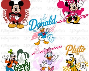 Mickey y sus amigos retro PNG: Clipart de dibujos animados clásicos (Descarga digital)
