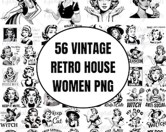 Retro Housewife PNG Clipart: Funny Sarcastic Designs (Digital Download)