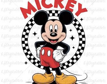 Custom Mickey Mouse Cartoon PNG, Retro Illustration (Digital Download)