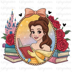 Belle Reading PNG: Clipart de La bella e la bestia (download digitale)