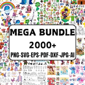 2000+ Mega Bundle Sublimation, MEGA SVG Bundle Cricut Cut Files PNG Bundle Sublimation T Shirt Designs Bundle, Cut Files for Cricut, cartoon