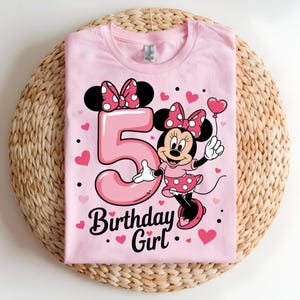 Minnie Mouse Birthday Girl PNG Bundle, 1st to 10th Age Numbers Clipart, Pink Minnie Mouse Sublimation Design for Kids Party, Birthday png