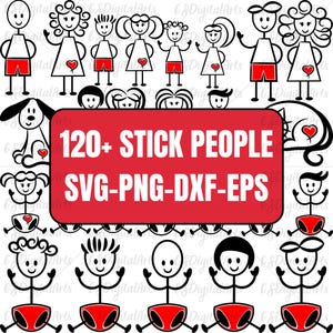 Stick Family Png, Stick people svg bundle, Stick People svg png dxf, Your Family Portrait Clipart Crafts with Instant Digital Download Files