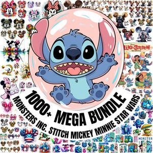 Mais de 1000 pacotes de PNG do Mickey Star Wars, clipart da Minnie Disney Monsters, sublimação para designs Cricut e Tumbler, Star Wars PNG