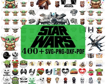Star wars clipart, Star Wars Font SVG, 400+ starwars svg bundle, Classic Star Wars Logo with Character Silhouettes SVG PNG, files for cricut