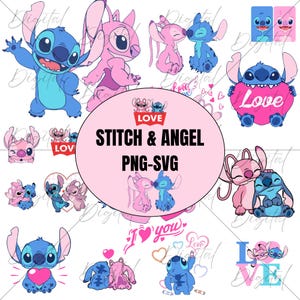 Stitch and Angel png svg Pack, Lilo Stitch png, love png, Stitch png, Angel, Stitch Love Png, Stitch and Angel SVG Pack, stitch svg, Angel