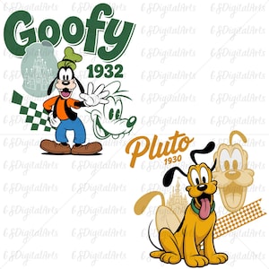 Goofy and Pluto 1930s Retro PNG, Vintage Disney Dog Clipart, Classic Cartoon Sublimation Design for Cricut Projects, Goofy and Pluto PNG