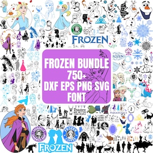 Frozen Big Bundle, Elsa Anna Olaf SVG PNG Font, Disney Princess Frozen Clipart Set for Cricut Sublimation and Craft Projects, Frozen Png