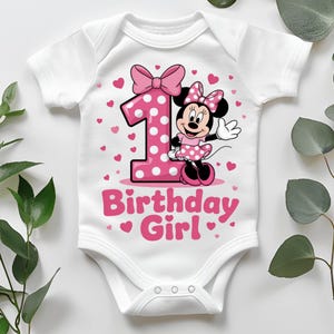 Minnie Mouse Birthday Girl PNG Bundle, 1st to 10th Age Numbers Clipart, Pink Minnie Mouse Sublimation Design for Kids Party, Birthday png