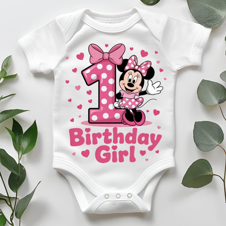 Minnie Mouse Birthday Girl PNG Bundle, 1st to 10th Age Numbers Clipart, Pink Minnie Mouse Sublimation Design for Kids Party, Birthday png