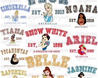 Pacote de imagens PNG das Princesas da Disney, Clipart de Viagem em Família (Download Digital)