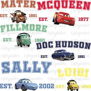 Cars Clipart Bundle, Lightning McQueen Clipart Set,  Family Vacation 2025 PNG, Cars Couple PNG, Family Trip PNG, Cricut Sublimation Files