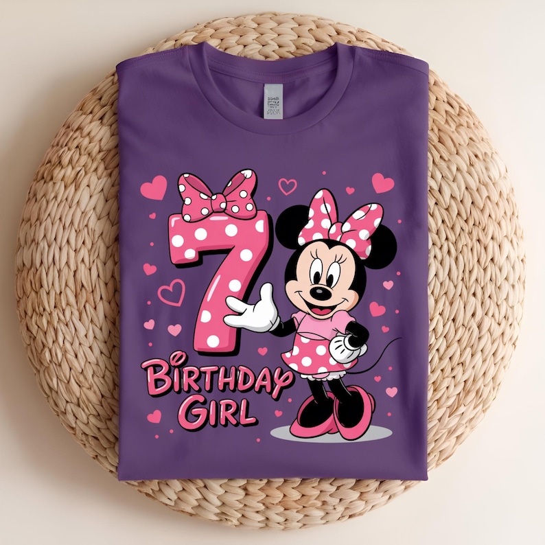 Minnie Mouse Birthday Girl PNG Bundle, 1st to 10th Age Numbers Clipart, Pink Minnie Mouse Sublimation Design for Kids Party, Birthday png
