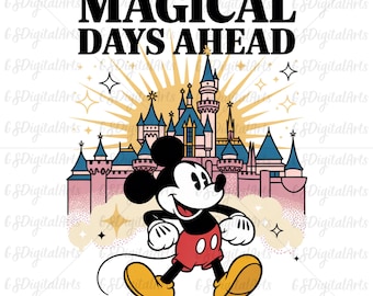 Mickey Mouse Castle PNG, Magical Days Ahead Clipart (Digital Download)