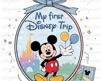 My First Disney Trip PNG, Mickey Mouse Castle Clipart (Digital Download)
