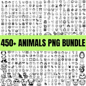 450+ Tier Doodle PNG Bundle, niedliche Safari und Tiere vom Bauernhof, Tier Clipart, Tier handgezeichneten Stil, Schnitt Datei wildes Tier niedliches Tier png