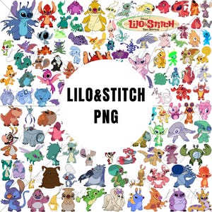 May include: A colorful digital illustration featuring characters from the Disney animated series Lilo & Stitch. The image includes Stitch, Lilo, and various other alien characters in a variety of poses and expressions. The text "Lilo & Stitch The Series" is visible in the upper right corner of the image.