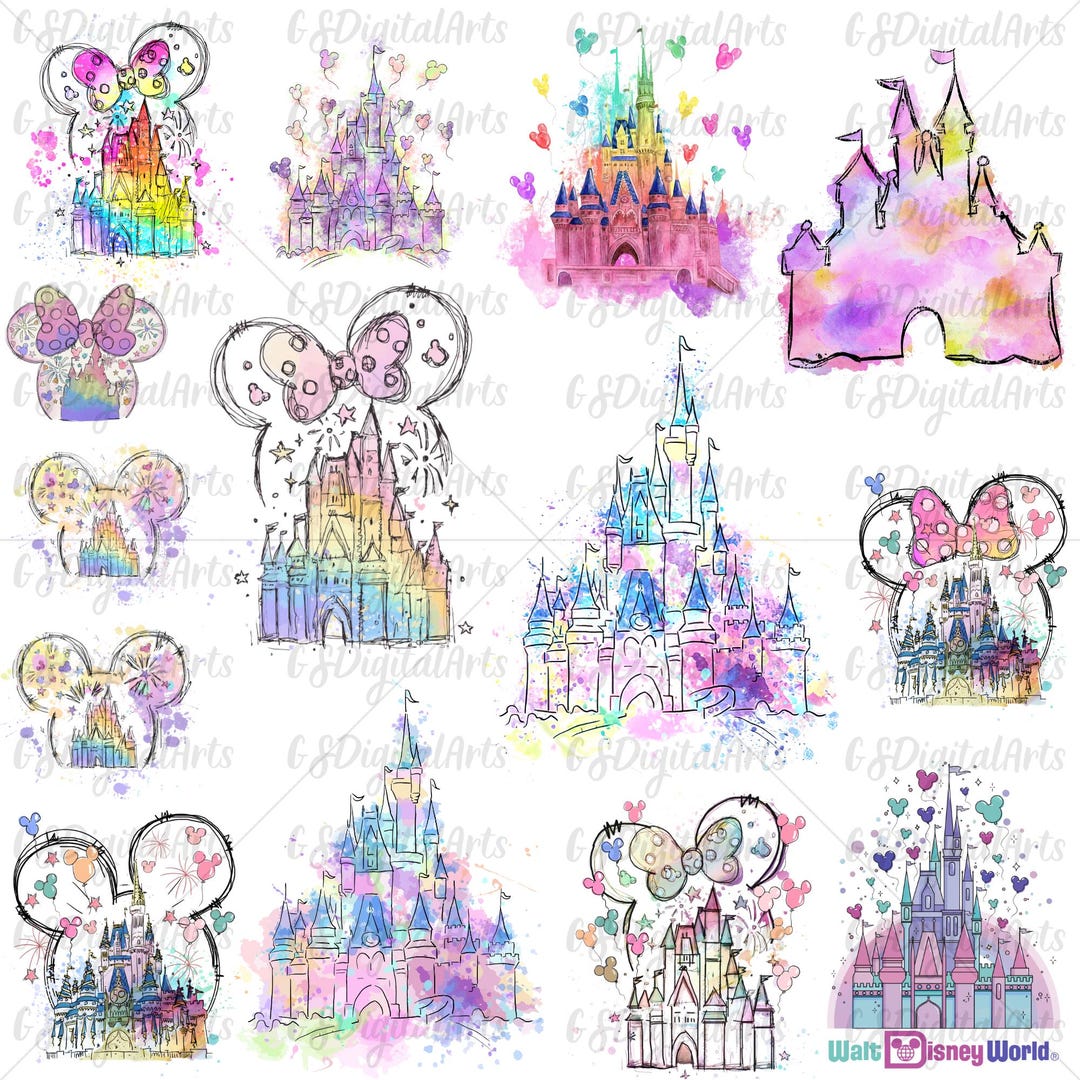 Watercolor Castle PNG Bundle: Magic Kingdom Designs (digital Download ...