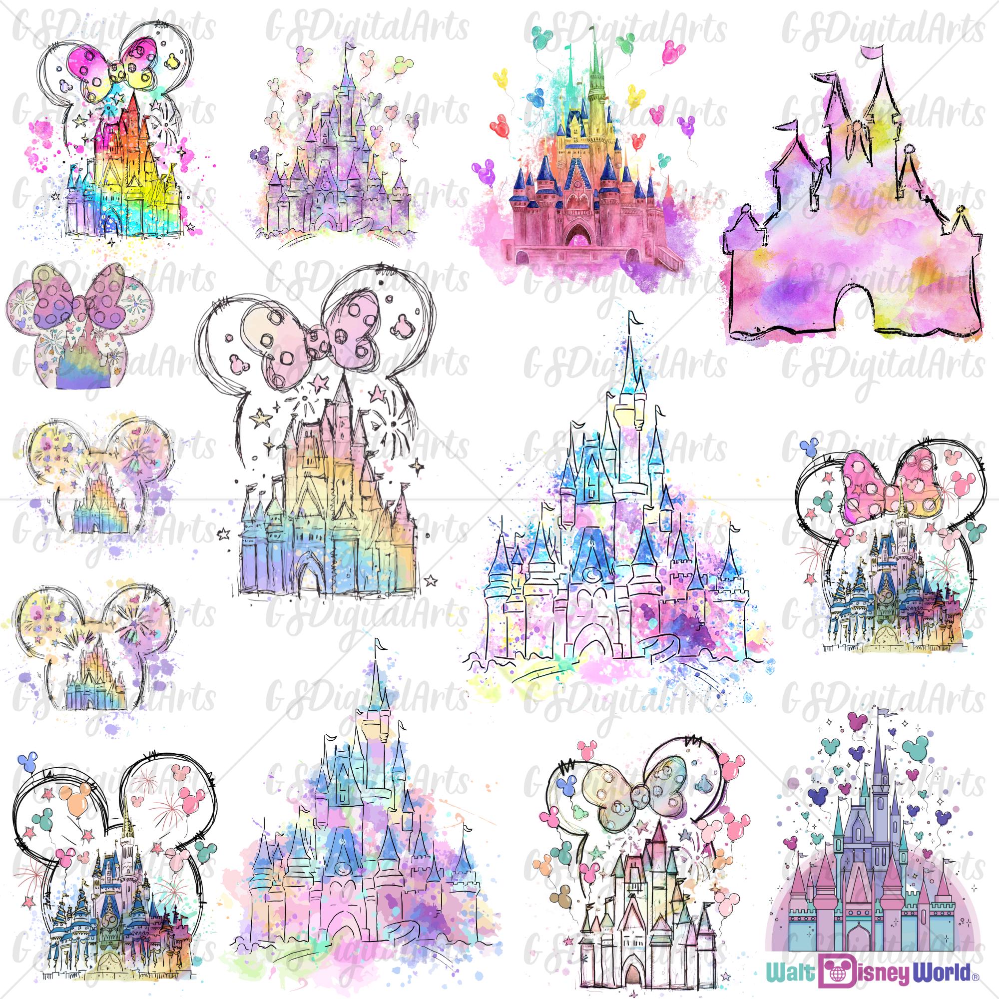 Watercolor Castle PNG Bundle: Magic Kingdom Designs (digital Download ...