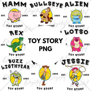 Toy Story Characters PNG Bundle, Retro Logo Clipart, Woody Buzz Jessie PNG, Sublimation Files for Shirts and Crafts, Toy Story Png, Woody