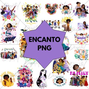 Encanto clipart PNG, Encanto verjaardagsfeestje taarttopper PNG, familia madrigaalsymbolen, Encanto PNG sublimatieclips, Encanto Digital